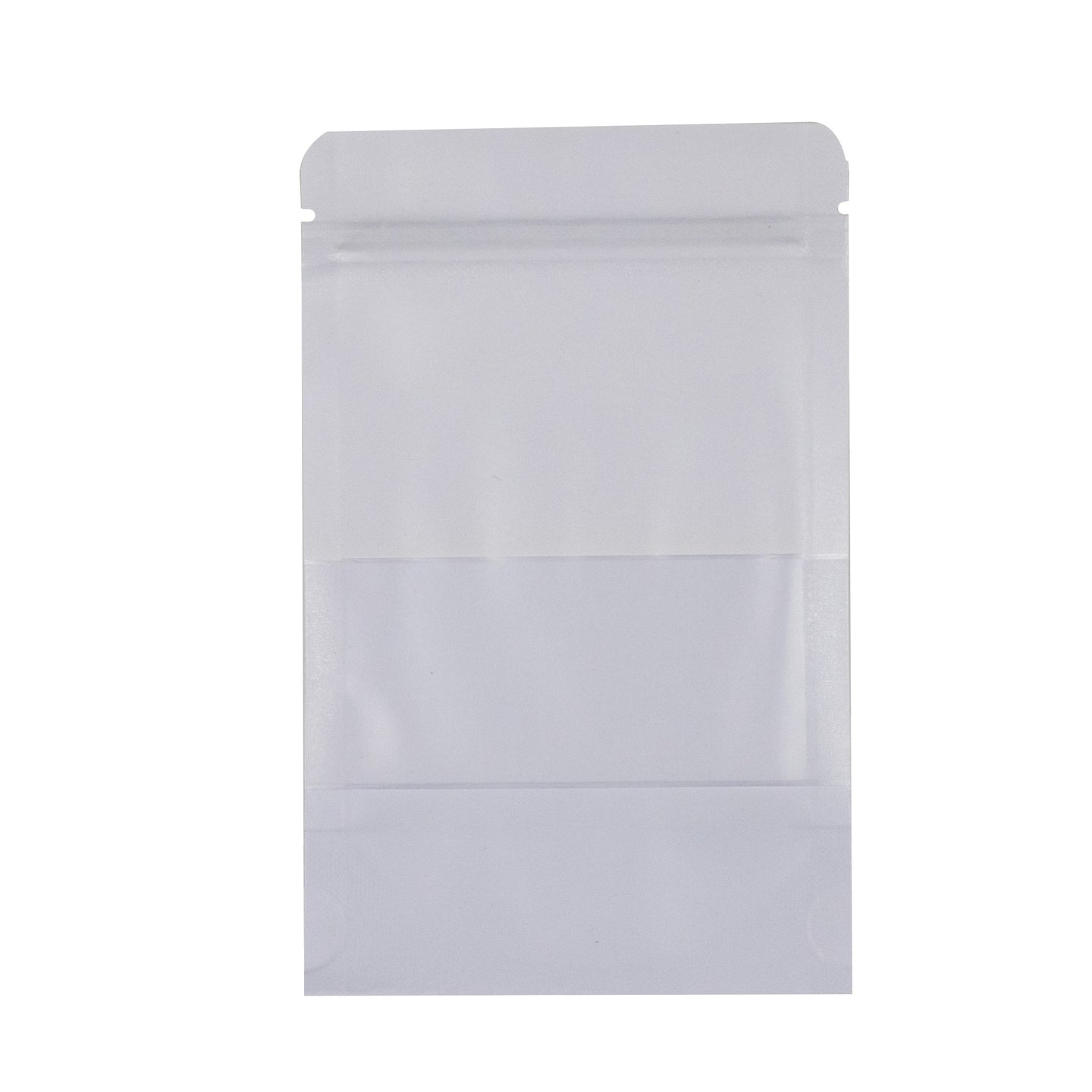Bolsa Stand Up Pouch Kraft Blanca con Zipper y Ventana 50g